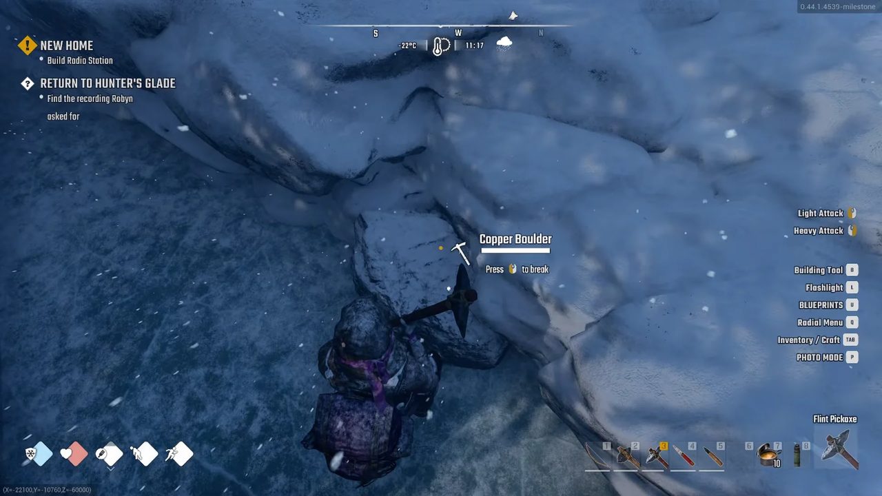 The first Copper Boulder in the ravine beyond the repaired bridge